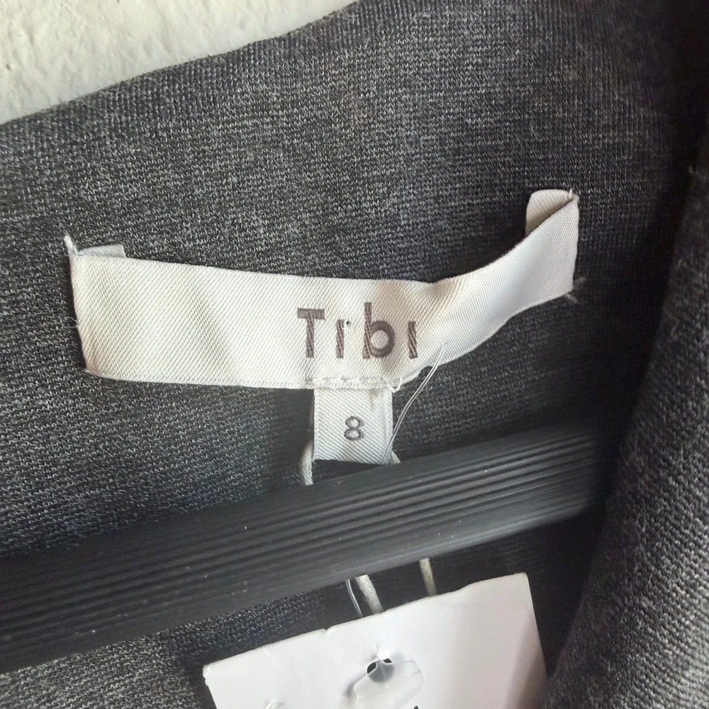 Tibi Bond Stretch Knit Puff Sleeve Dress Gray NWT Size 8 Quiet Luxury Minimalist